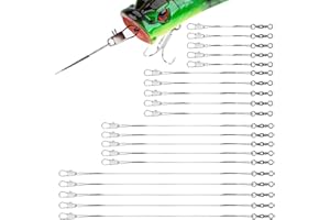 NOPKESV 20 pezzi Lenze in Acciaio Inox con Girella e Moschettone, Leader in Filo Anti-Morso, per Spinning, Luccio, Acqua Salata e Dolce, Pesca, Lenza (4 misure) (Dimensioni: 10/15/20/25 cm)