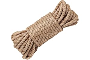 Wolike Hemp Rope,10mm Thick Rope Strong Natural Rope,Jute Rope for Craft Rope/Cat Scratching Rope/Garden Bundling(10 M/32 Feet) (10mm)