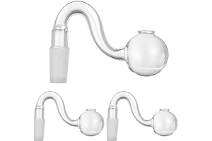 MODURIO 3PCS Glass Oil Burner Tube Set, 14mm Curved Glass Tubes, Borosilicate G-Lass Adapter for DIY Projects, Aromatherapy, Water Pipe Adapter & Lab Applications