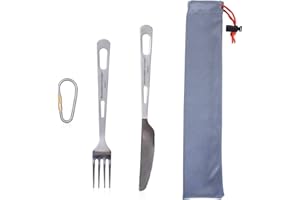 Boundless Voyage Cuchillo y Tenedor de Titanio ultraligeros Cubiertos de vajilla para Exteriores Juego de Cubiertos 2 Piezas