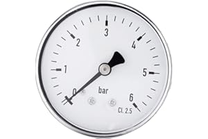 VOXIN 0-6 Bar Manometer, Druckmesser Wasser Mini Hochpräzisionsmanometer für Kraftstoff Luft Öl Flüssigkeit Wasser 0-6 bar 1/4" NPT Gewinde Druckmessgerät