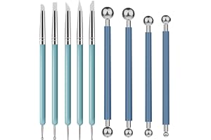 Molain 9 Pièces Outils de Modelage, Outils de Sculpture d'Argile, Set d'Outils de Potier d'Argile avec Boule de Modelage et Pointe en Caoutchouc Souple Stylo de Modelage Outil d'Argile de Poterie pour