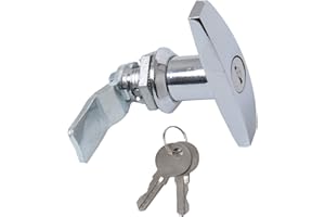 TORCARVH T-Griff Schloss Kit mit Schlüsseln T-Griff Garagentorschloss Türschloss für Anhänger Wohnwagen Werkzeugkastenschloss (Silber, 1 Stück)