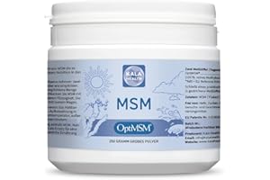 ‎KALA HEALTH Kala Health OptiMSM MSM Pulver ohne Zusatzstoffe 250g - Methylsulfonylmethan Schwefelpulver 1.000 mg OptiMSM® MSM pro Portion, vegan, glutenfrei, lactosefrei, allergenfrei ohne jegliche Zusätze