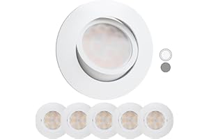 ‎SCANDINAVIAN HOME LYSEA Scandinavian home 6er Set LED Spot 230V Dimmbar WarmDim 5,8W Warmweiß Schwenkbar 68mm - 75mm I Badezimmer IP44 I CRI 90 500lm 3000K I Matt-Weiß I LED Einbaustrahler Deckeneinbauleuchte flach