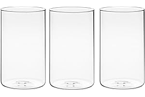 Winter Shore 15 cm Hohe Glasvasen für Tischdeko [3er-Pack] - Gläser für Kerzen, Blumen, Kieselsteine, Muscheln, Perlen & Windlicht Glas - Durchsichtige Glasvase Zylinder - Vasen Hochzeit Tischdeko