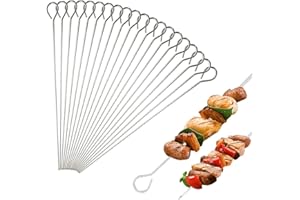 BBQ Small Metal Skewers Stainless Steel 20 PCS 6.29"/15cm Food-Grade Kebab Skewers Turkey Lacers QQ CAT Reusable Skewers for Air Fryer, Metal Skewer for Oven Camping Campfire Trussing Turkey