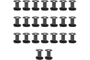CANGCANG 20pcs Remaches De Tornillo,Remaches Para Cuero,M5*10mm Tornillo de Cuero de Encuadernación,Para Decoración De Cuero,Tornillo Chicago Remache para Correas de Perro, Correas (Negro Brillante)