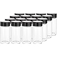 Rowiz 16pcs 25ml Clear Small Glass Vials with Black Screwcap Liquid Sampling Sample Glass Bottles for Chemistry Lab Chemicals