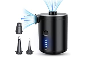 3T6B Bomba Aire Eléctrica Recargable, Mini Portátil Inflador Electrico Rápida Inflar/Desinflar con 3 Boquellas, Hinchador 4000mAh para Playas Acampar Bote Colchón Aire Hinchable Anillo de Natación