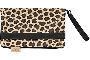 Tiny Blessings Windeltasche mit Wickelunterlage für unterwegs, Extra starkes Verschlussband, Schlaufe zum Tragen/Hängen, Mit viel Platz, Babyparty-Geschenk (Leopard)