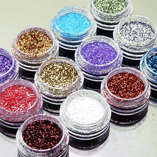 FACILLA® 12pcs Color Glitter Dust Powder Tip Decoration Nail Art [Misc.]