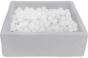 Velinda Piscine a balles pour Enfant, Dimensions: 90x90 cm, Aire de Jeu + 300 balles (Couleurs des balles: Blanc)