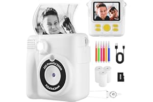 YKSLEMON Appareil Photo pour Enfants - Appareil Photo à Impression instantanée 1080P Écran 2,4 Pouces Caméscope vidéo numérique avec Zoom numérique 16X, Carte TF 32 Go et Stylo Couleur Inclus pour ca