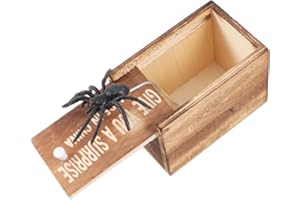STOBOK Juguetes de Araña Complicados Broma Simulación de Broma Broma de Araña Artilugios de Utilería con Caja de Madera para El Día de Los Inocentes de Halloween (con Letras 1 Araña en 1