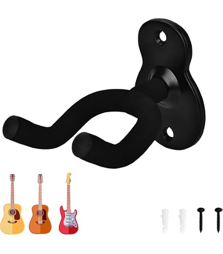 Supporto A Muro Per Chitarra Regolabile Con 5 Plettri Inclusi – Adatto A Chitarre Acustiche, Elettriche, Bassi E Ukulele