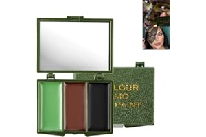 QINZIEN 3 Color Camo Dace Paint,Army Face Paint,Eye Body Face Camo Paint,Waterproof face paint,camouflage makeup,hunting accessories,face paints,body paint,camouflage face paint(Black,Brown,Green)