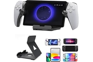 NSPIEL PS Portal Soporte, Soporte portátil Tablet de Metal para Playstation Portal/Rog Ally/Steam Deck/Legion Go/Switch OLED/Switch/iPad/iPhone 15/ Galaxy Tab/e-Readers y Teléfonos, Negro