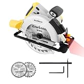 Enventor Circular Saw 1200W with Laser Guide, 2 Saw Blades 185 mm | Hand Circular Saw for Cutting Wood, 5800RPM, Maximum Cutt