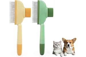 YELKOEYN 2 Stück Selbstreinigender Katzenkamm - Fellblitzbürste für Tiefenreinigung, Entfernung von Schwimmenden Haaren und Öffnung von Knoten, Schönheitspflege für Hunde, Tiefenreinigung Flohkamm für Katzen