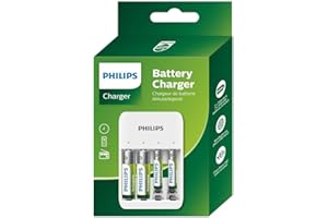 Philips Ładowarka do baterii - porty USB - w zestawie baterie AA i baterie AAA - uniwersalna ładowarka do akumulatorów