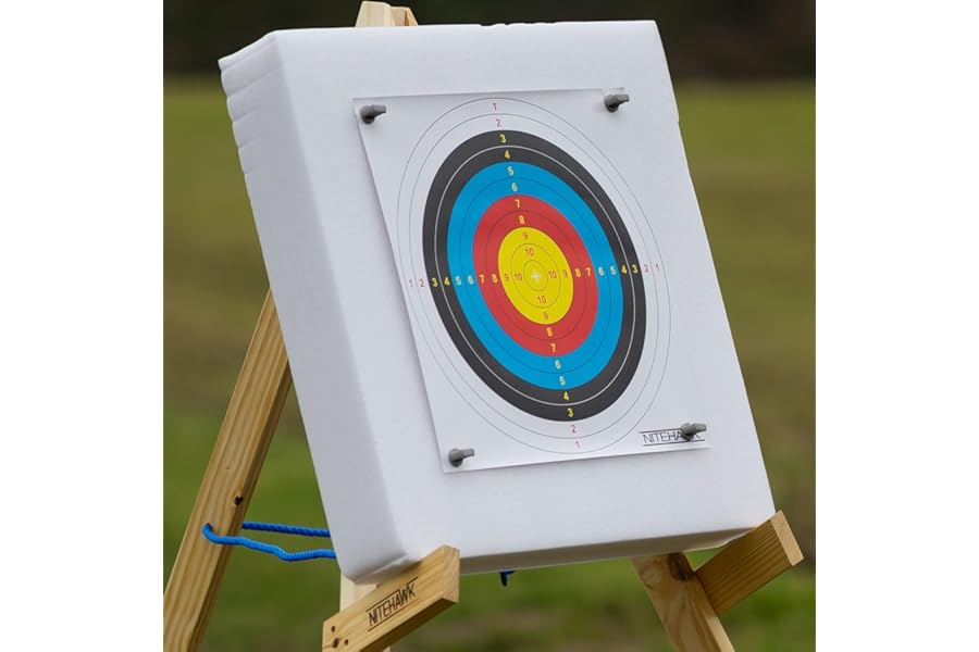 Nitehawk 60x60cm Archery Self Healing Foam Target Board + 20 Paper Faces