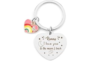 Hoosmoon Nanny Keychain - Metallic Neutral, Sentimental, Customizable, Lobster Clasp Closure - Gift for Nannies from Grandchildren