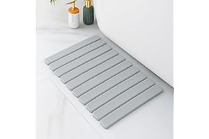 Pure 4Home Alfombra Diatomita Baño Plegable Enrollable | Alfombrilla de Piedra Diatomita Secado Rápido Antideslizante y Antibacteriana | Tapete Absorbente para Ducha y Lavabo (Gris)