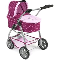 Bayer Chic Puppenwagen Emotion All In 3in1 – Mit Babywanne, Sportsitz & Sportwagen | Höhenverstellbar, Schwenkbare Räder | Jeans Pink
