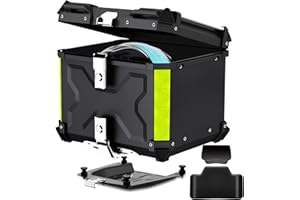 ‎LESANM Motorrad Topcase, 55L Topcase für Roller Wasserdicht Topcase Aluminium Motorrad Heckbox Reisen Motorradkoffer mit Sicherheitsschloss für Motorradhelm Helm, Wasserdicht Motorrad Top Box (Schwarz)
