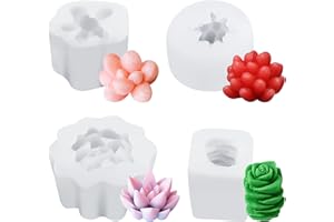 CRAFFANCY Lot de 4 mini moules en silicone pour plantes succulentes faites à la main pour plantes succulentes faites à la main, savon, argile, plantes succulentes