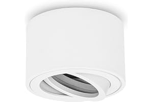 URing LED Faretto da Soffitto, Orientabili, Ø80x50mm, Faretti Soffitto in Alluminio, Bianco, Faretti Led Soffitto per moduli LED da 50 mm, Rotondo, Nessuna lampadina