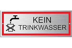 ‎OFFORM DESIGN OFFORM DESIGN Schild Kein Trinkwasser 175x65 mm 2 Löcher Aluminium Edelstahloptik wetterfest UV-beständig 53303-L