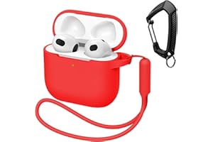 MATEPROX Silikonowe etui kompatybilne z AirPods 4, odporne na upadki, przenośne etui ochronne na słuchawki z brelokiem i smyczą do AirPods 4. generacji 2024, czerwone