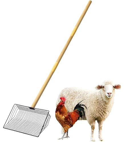 Hühnerkotschaufel Mit Rechen & Sieb - 30,5 Cm Breit, Verstellbarer Stiel Bis 165 Cm