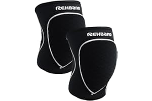Rehband Genouillères Rembourré pour le handball et le volleyball Genouillères - confortables et près du corps, protègent l'articulation du genou, Couleur:Noir - 1 Paire, Taille:XL
