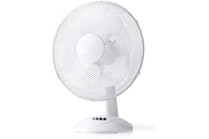 hibuy Tischventilator - weiß - Ø 40 cm - Neigungswinkel verstellbar - 3 Geschwindigkeiten