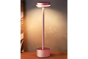 FUNTAPHANTA LED Battery Operated Cordless Table Lamp with Touch Sensor, Aluminum Lamp Body, 3 Level Dimming, 4000mAh Rechargeable Battery, 3000K Warm Light, for Dining Table (Rose Gold)