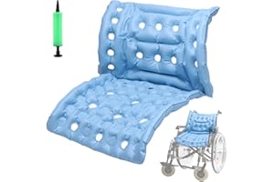LALUKY Pressure Sore Prevention-Bed Sore Cushions for Butt for Recliner, Square Cushion Seat with Full Back Inflatable Wheelchair Cushions with Air Pump for Wheelchair Office Chair Car(size:70*48 cm)