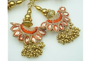 FEATHERS CREATION LTD Feathers Creation 1P10,30cm/ Indian Gota Coloured Tassel Curtain Edge,Blouse,Lehenga,Wedding Dress (Orange)