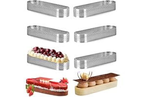 Tiamu 6Pcs Perforado Anillos Tartas Molde Bizcocho, postre, tarta de frutas, tarta de quiche, anillos de tarta de mousse para hornear tartas, tartas de, antiadherente postre francés