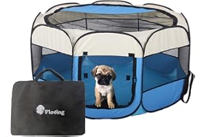 FLOVING Plegable portátil Parque de Mascotas Uso en Interiores/Exteriores -8 Panel, Resistente al Agua (L:91 * 91 * 58CM)