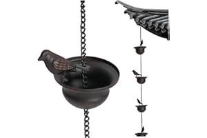 GCROET Rain Chain Rain Water Catcher outdoor rain chains 94.49 Inch Movable Hanging 8 Birdbaths Rain Catchers for Garden Rustproof Decorative Hanging Garden Ornaments for Oudoor Indoor