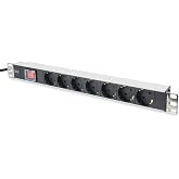DIGITUS DN-95402 - 19" Power Strip - 7 Outlets - CEE7/7 Input Connector - 1U - Standard PDU with Switch - 250VAC 50/60Hz 16A