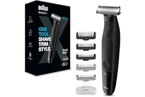 Braun Series X, Tondeuse Hybride Électrique Pour Hommes, Visage Et Corps, Avec 5 Peignes, Lame 4D Innovante, + Rasoir Pour Le Corps Avec Sabot Bidirectionnel Et Tête Flexible Pour Un Rasage Rap
