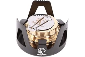 REDCAMP Mini Spirit Burner - Brass Alcohol Stove with Adjustable Flame & Wind Shield, Ultralight Portable Camping Stove for BBQ, Backpacking, Hiking, Outdoor Cooking and Picnic (Black)