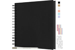 JAECU Album Photo Scrapbooking 80 Pages, Livre Fait à La Main Album Spirale Scrapbook Personnalisable Pages 24x24cm, Cadeaux pour Mariage Voyage Anniversaire (Noir)