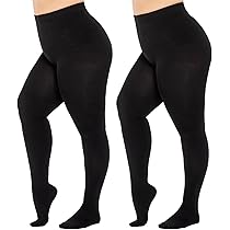 MANZI fleece gevoerde panty Dames Plus Size Winter Dikkere thermische panty, Zwart, 3XL-4XL