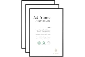 ATOBART A4-Fotorahmen, 3er-Pack-21x30cm schwarzer Bilderrahmen, Zertifikatsrahmen für Wandmontage oder Tischaufsteller, 3er-Set