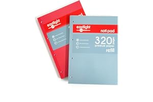 EASTLIGHT PREMIUM Eastlight Notipad A4 Refill Pad, 4 Hole Punched 320 Pages, Pack of 2, Sidebound Feint Ruled with Margin, Assorted Colours
